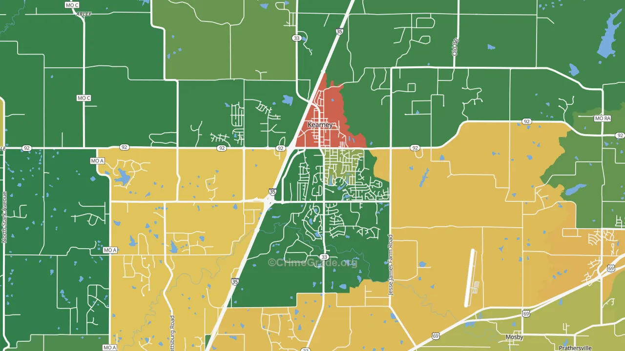 Kearney, MO Map of Drug-Related Crime Rates