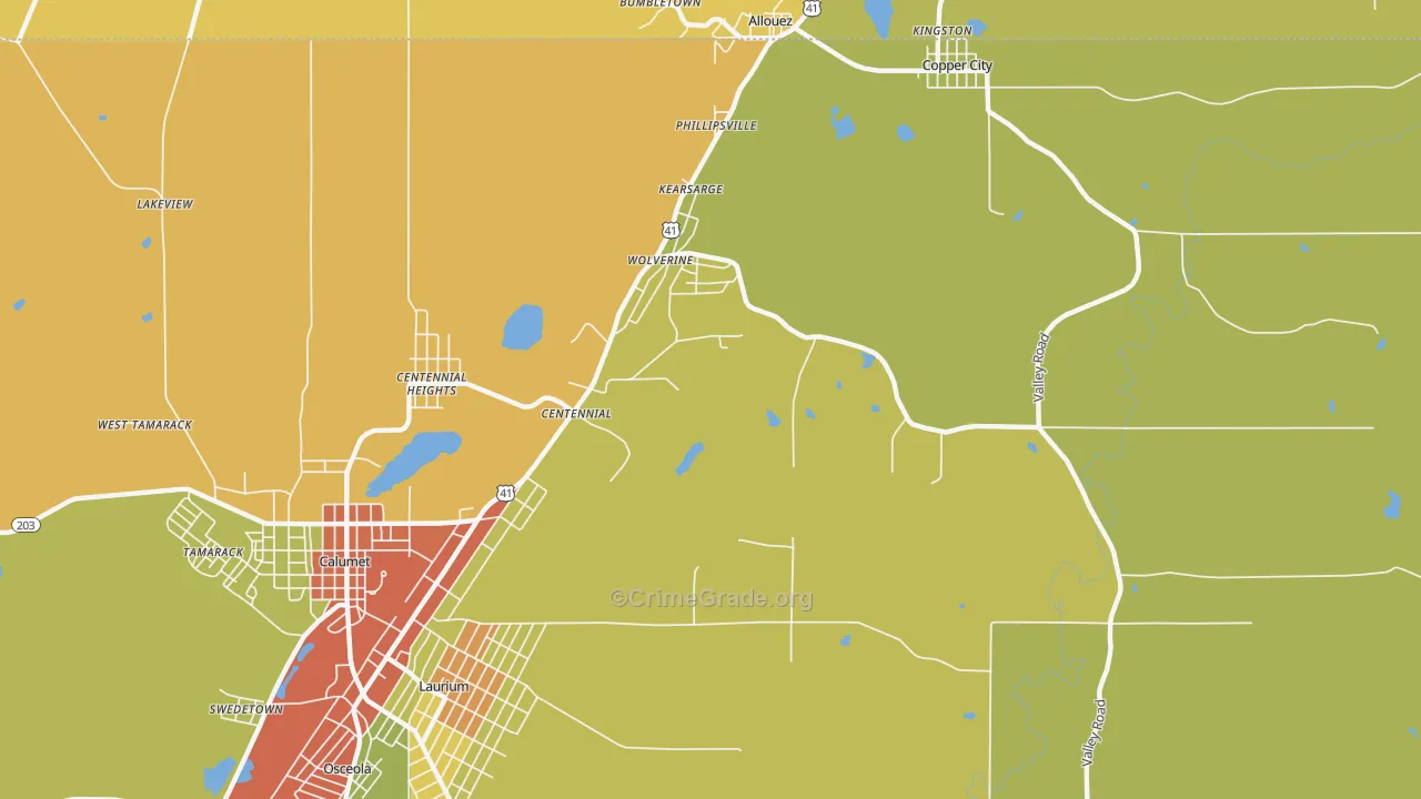 Kearsarge, MI Map of Drug-Related Crime Rates
