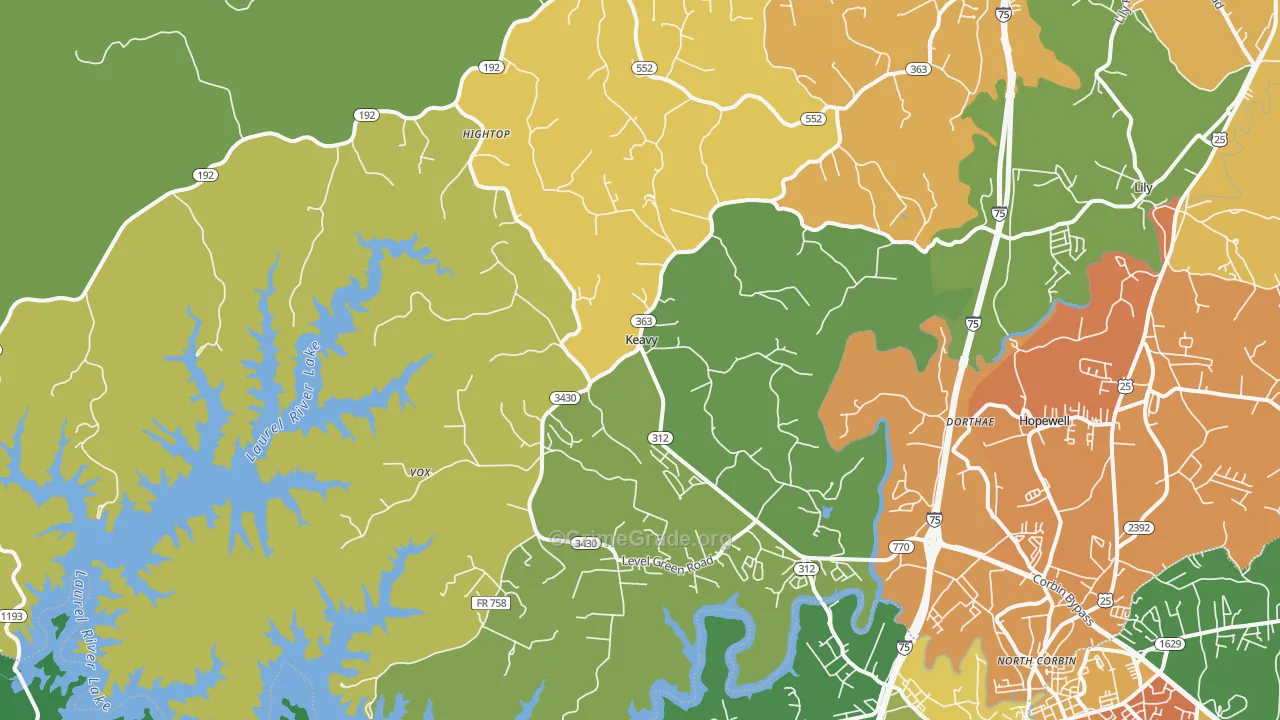 Keavy, KY Map of Drug-Related Crime Rates