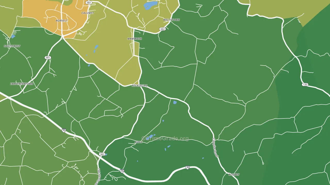 Kecksburg, PA Map of Drug-Related Crime Rates