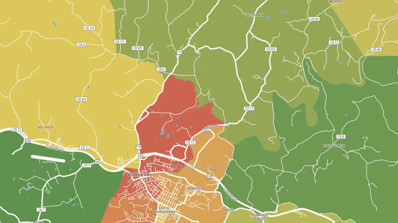Kedron, WV Map of Drug-Related Crime Rates