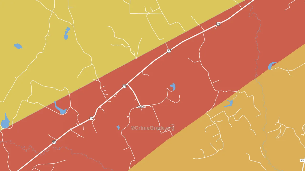 Keechi, TX Map of Drug-Related Crime Rates