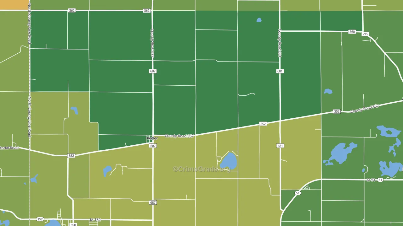 Keeler, MI Map of Drug-Related Crime Rates