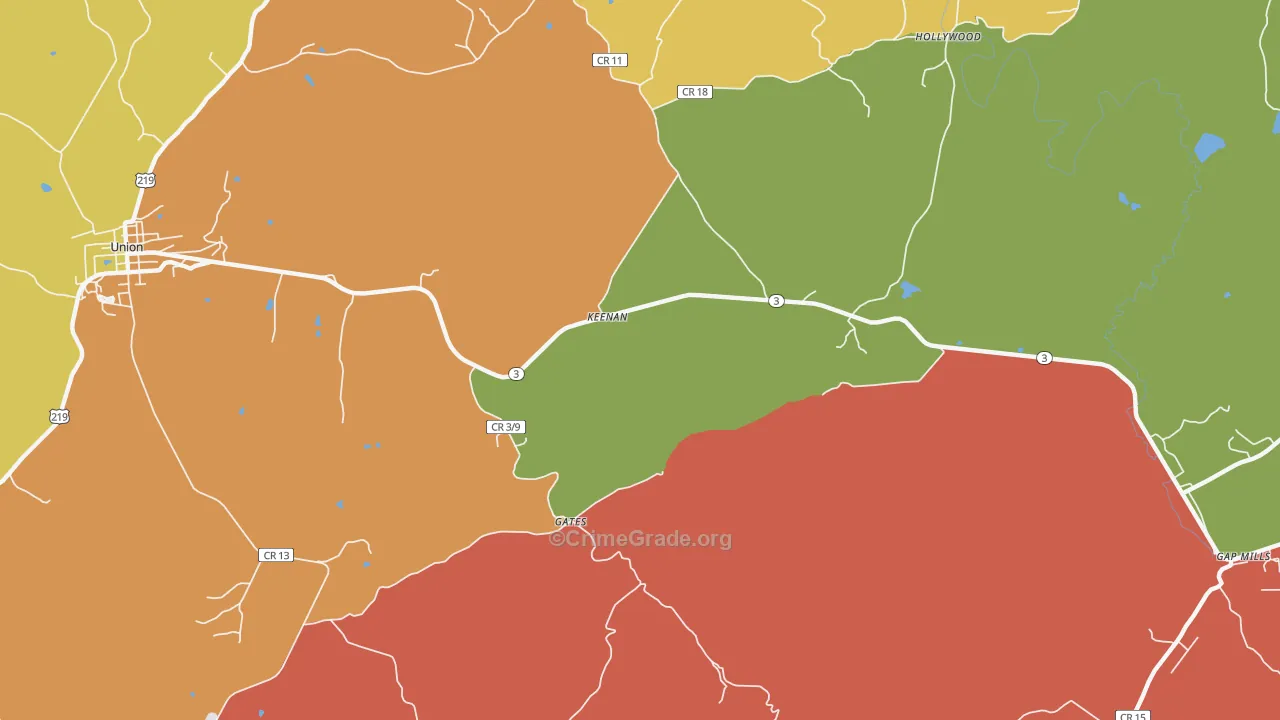 Keenan, WV Map of Drug-Related Crime Rates