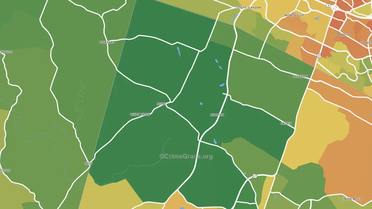 Keene, KY Map of Drug-Related Crime Rates