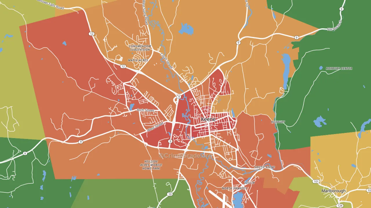 Keene, NH Map of Drug-Related Crime Rates