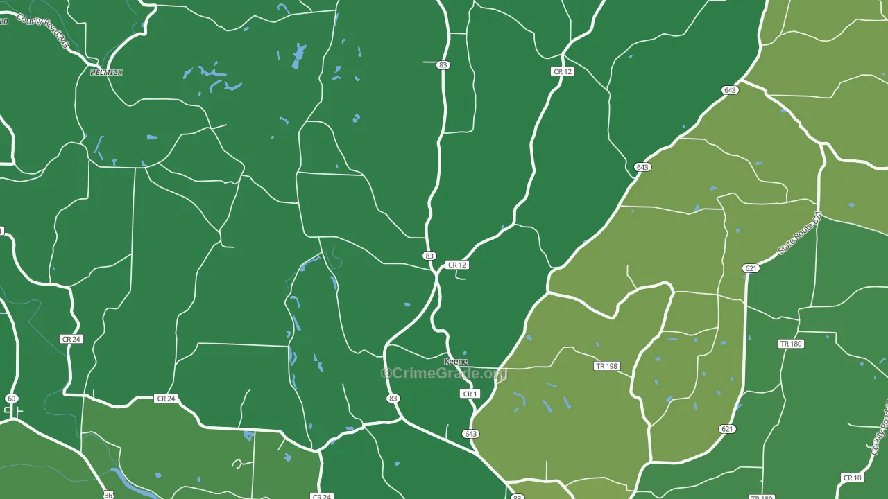 Keene, OH Map of Drug-Related Crime Rates