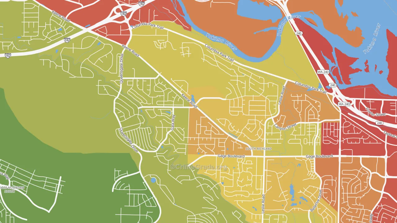 Keene Valley, Richland, WA Map of Drug-Related Crime Rates
