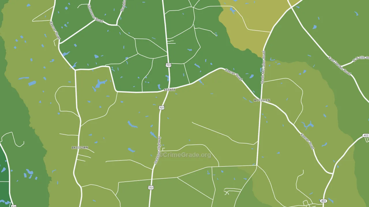 Keener, NC Map of Drug-Related Crime Rates
