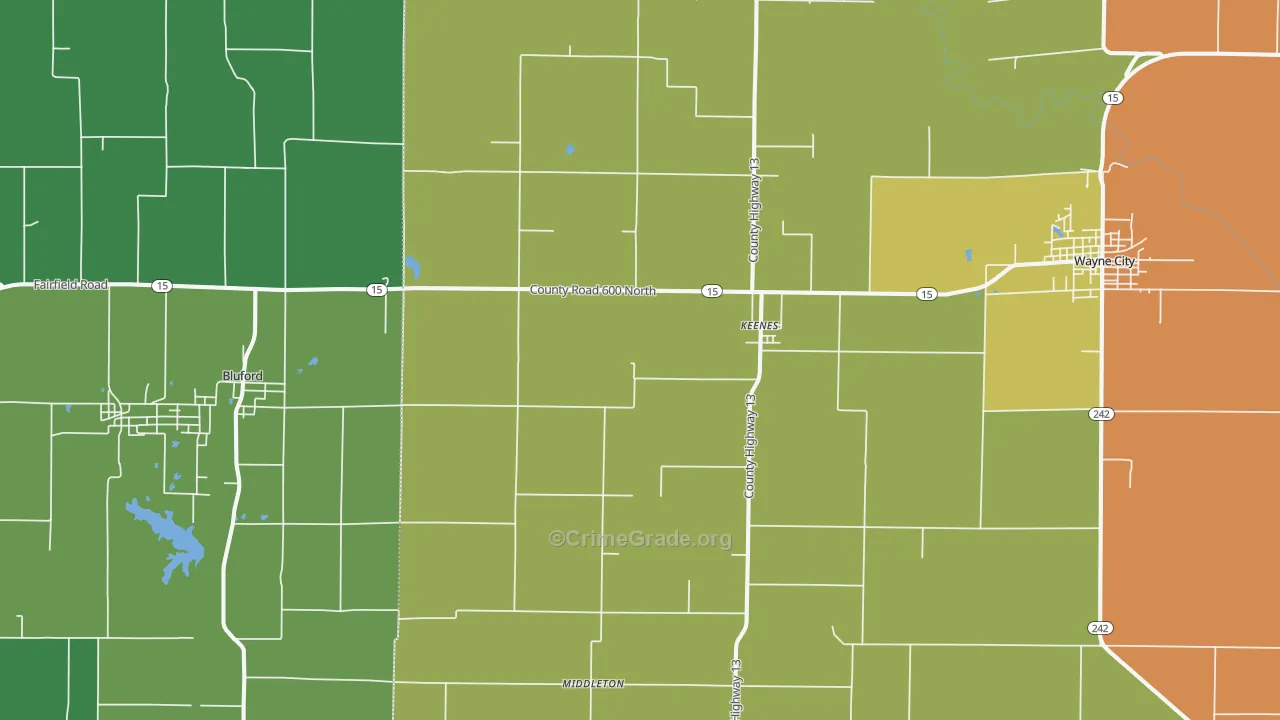 Keenes, IL Map of Drug-Related Crime Rates