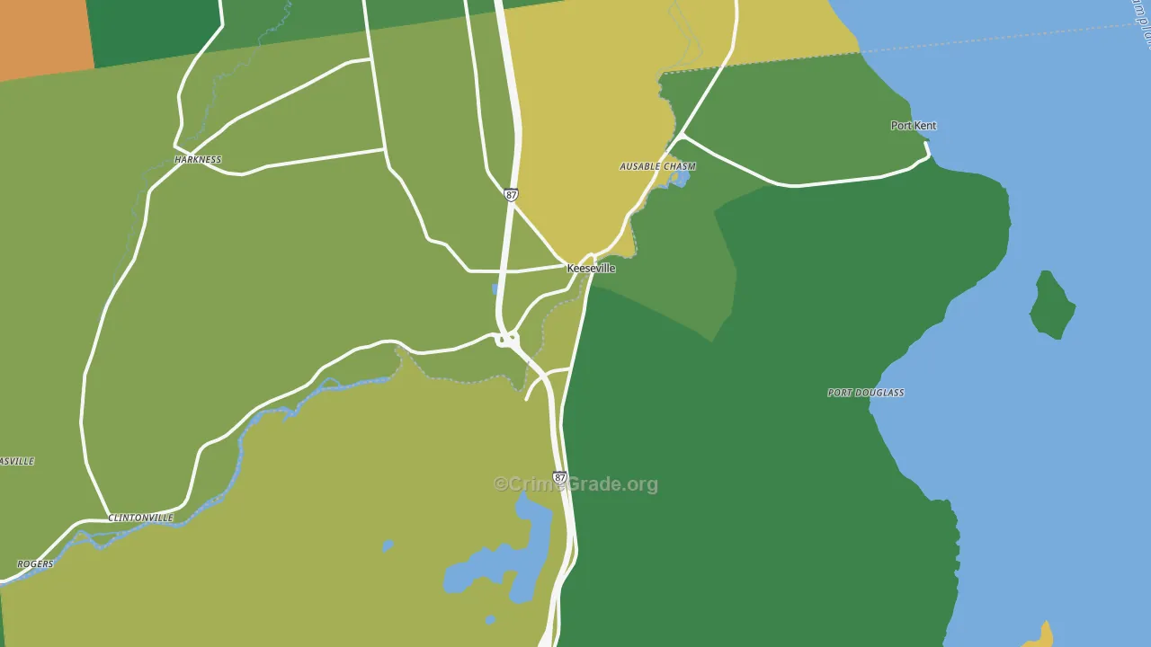 Keeseville, NY Map of Drug-Related Crime Rates