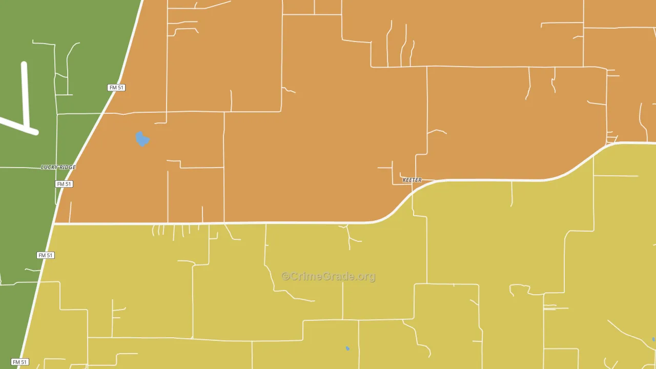 Keeter, TX Map of Drug-Related Crime Rates