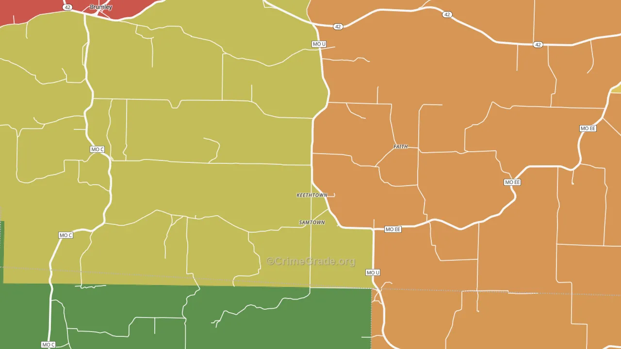 Keethtown, MO Map of Drug-Related Crime Rates