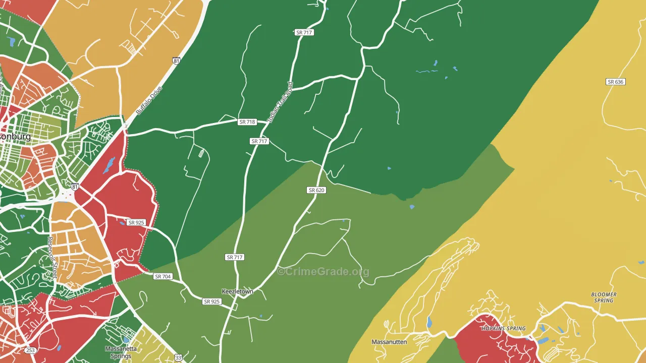 Keezletown, VA Map of Drug-Related Crime Rates