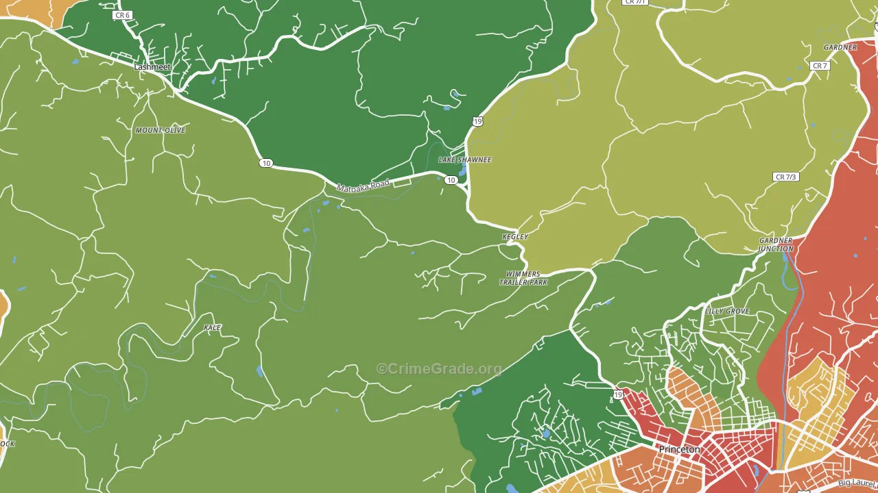 Kegley, WV Map of Drug-Related Crime Rates
