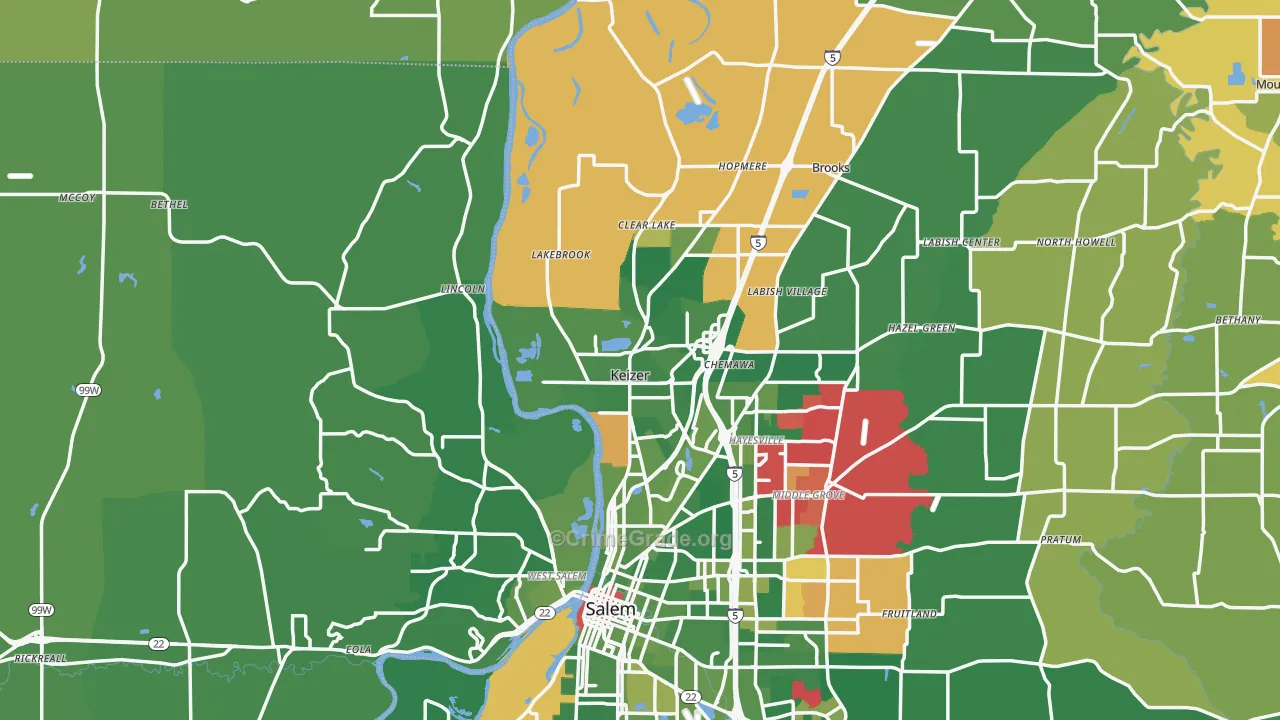 Keizer, OR Map of Drug-Related Crime Rates