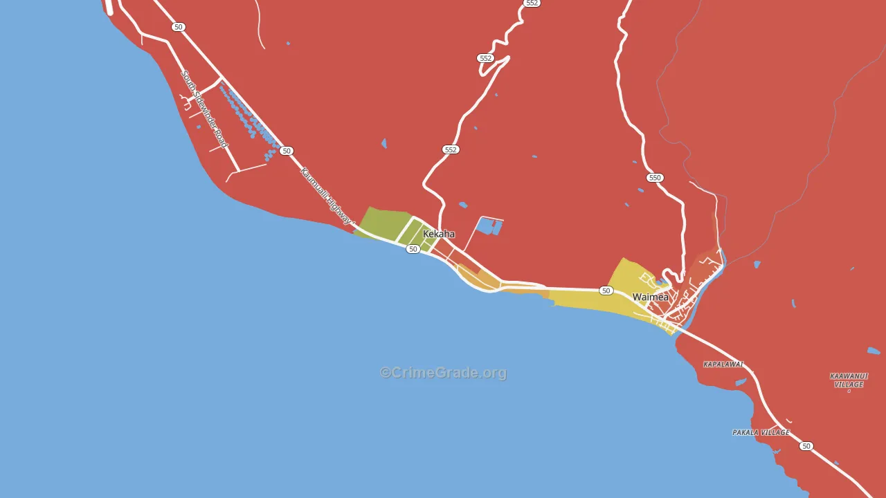 Kekaha, HI Map of Drug-Related Crime Rates