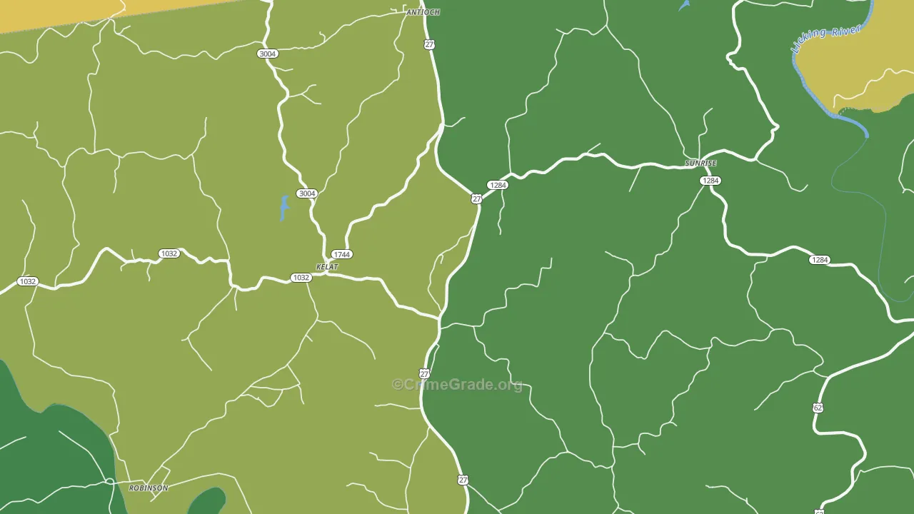 Kelat, KY Map of Drug-Related Crime Rates