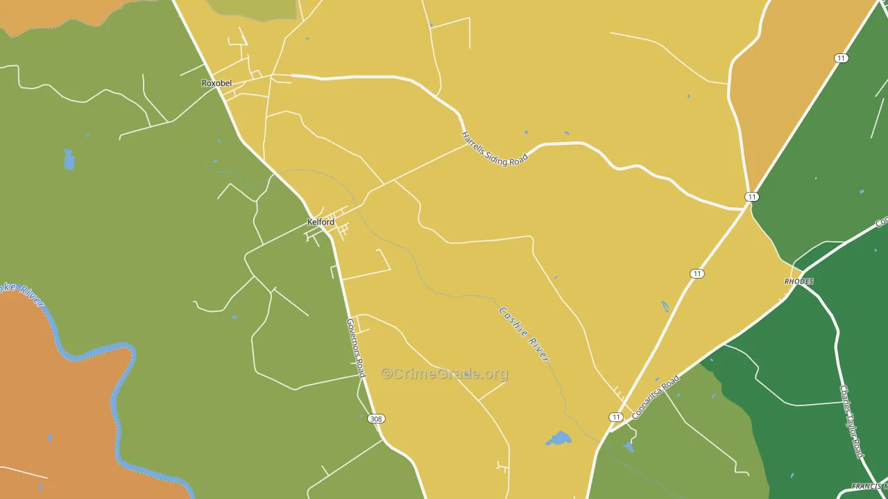 Kelford, NC Map of Drug-Related Crime Rates