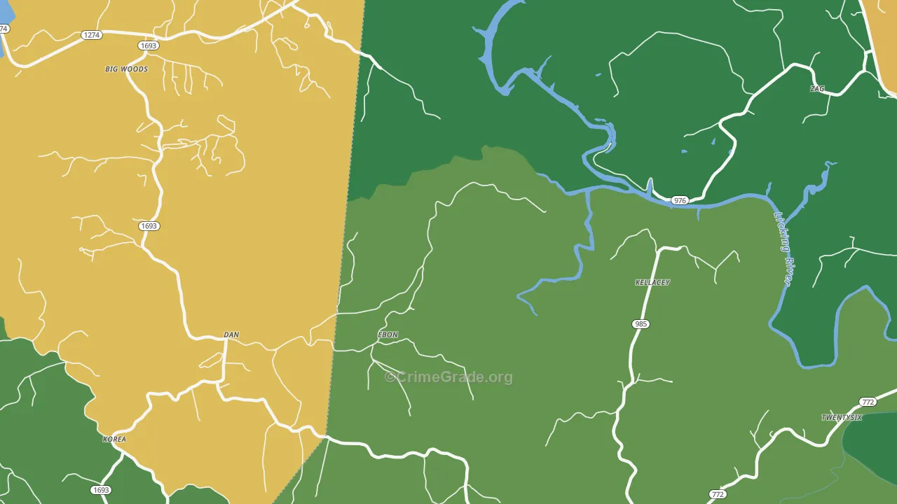 Kellacey, KY Map of Drug-Related Crime Rates