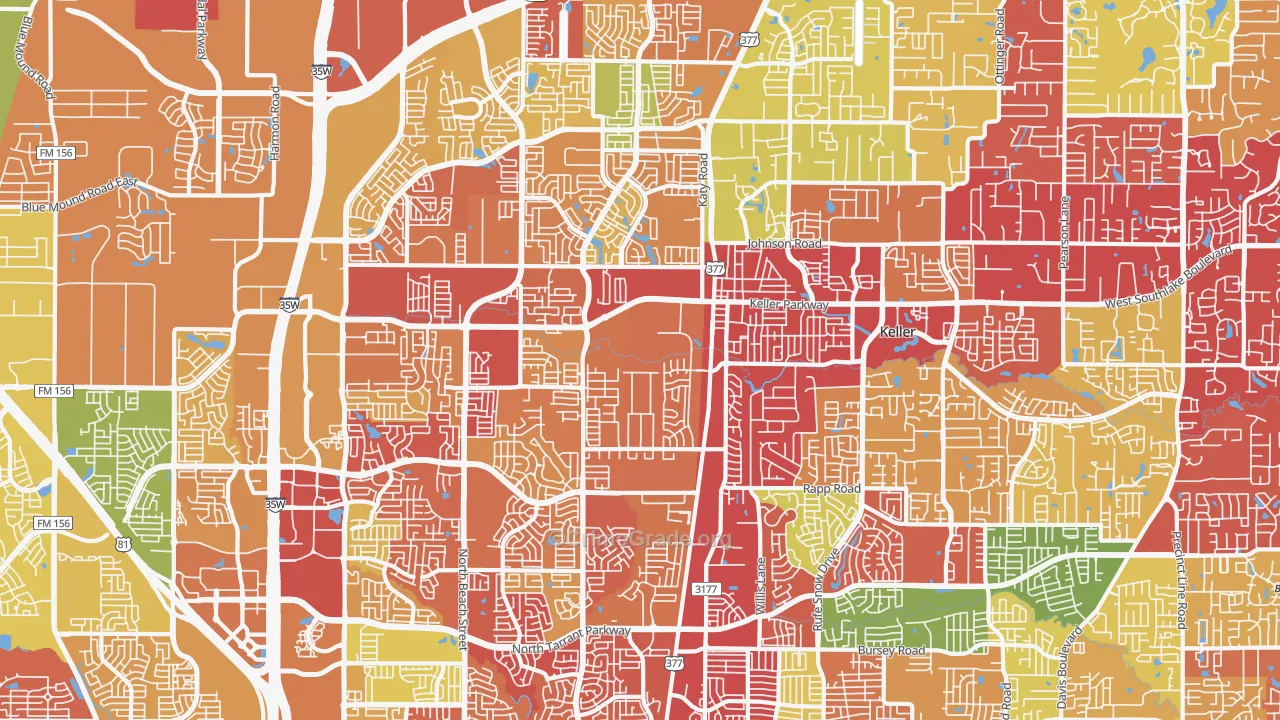Keller, TX Map of Drug-Related Crime Rates