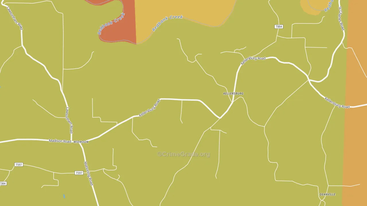 Kellersburg, PA Map of Drug-Related Crime Rates