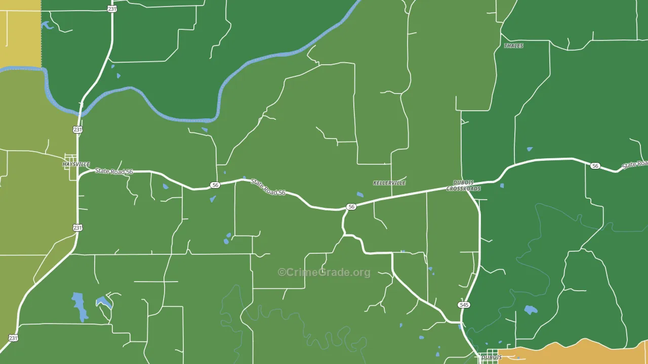 Kellerville, IN Map of Drug-Related Crime Rates