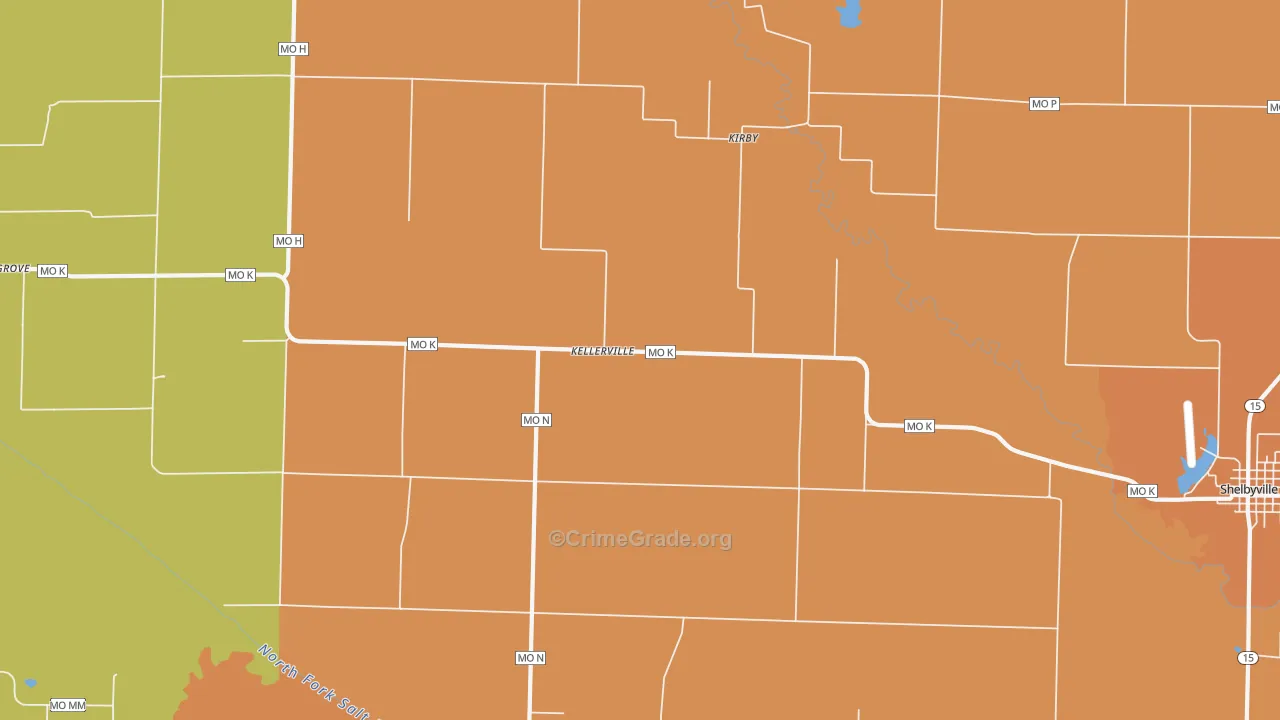 Kellerville, MO Map of Drug-Related Crime Rates