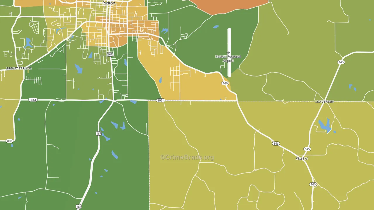 Kelleys, LA Map of Drug-Related Crime Rates