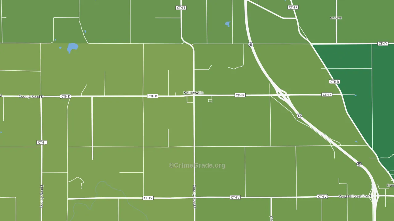 Kellnersville, WI Map of Drug-Related Crime Rates