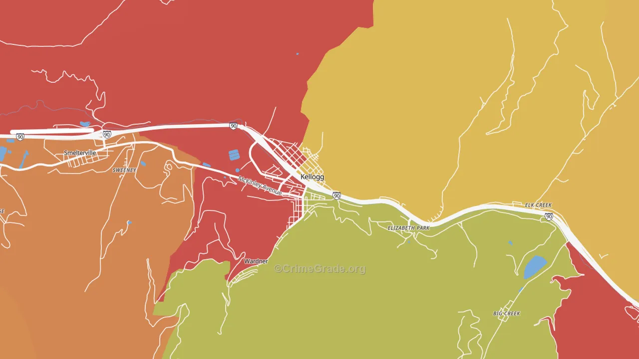 Kellogg, ID Map of Drug-Related Crime Rates