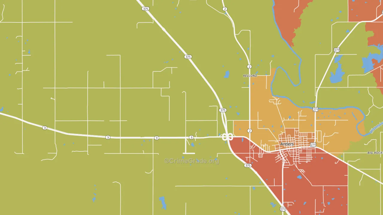 Kellond, OK Map of Drug-Related Crime Rates