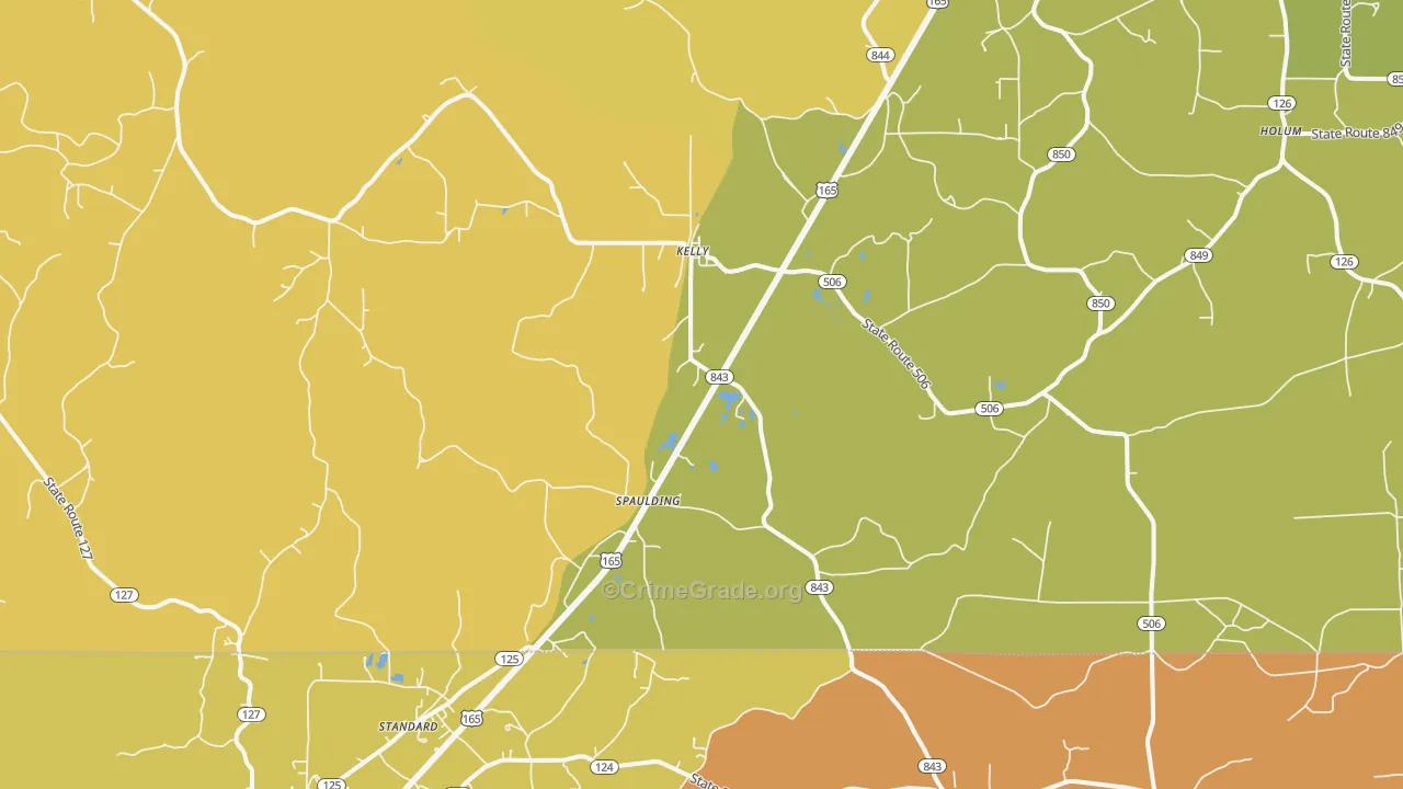 Kelly, LA Map of Drug-Related Crime Rates
