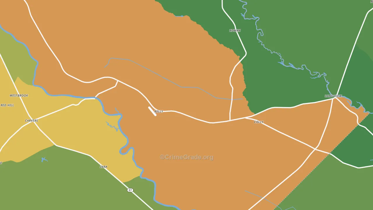 Kelly, NC Map of Drug-Related Crime Rates