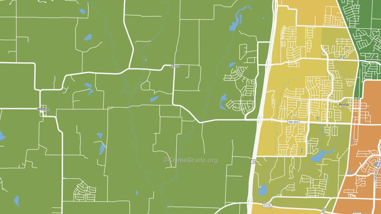 Kelly, TX Map of Drug-Related Crime Rates