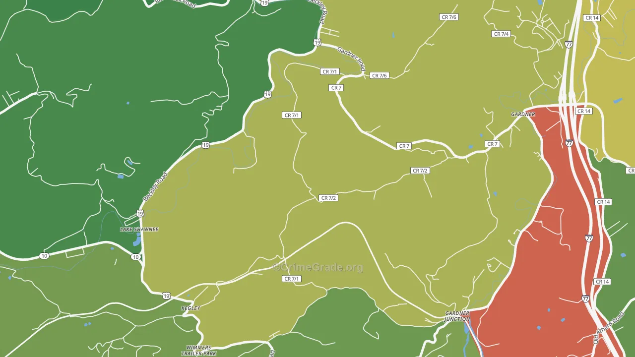 Kellysville, WV Map of Drug-Related Crime Rates