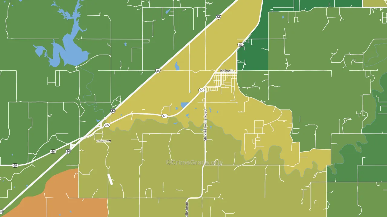 Kellyville, OK Map of Drug-Related Crime Rates