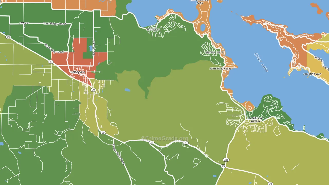 Kelseyville, CA Map of Drug-Related Crime Rates