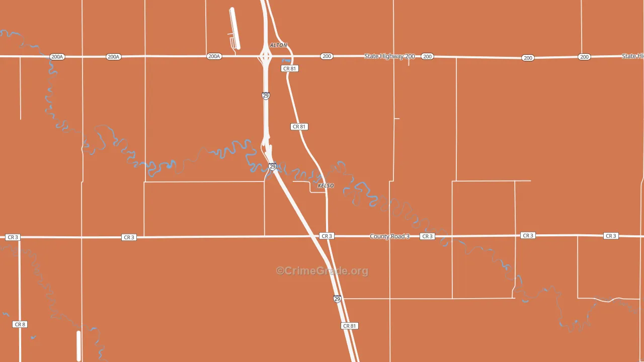 Kelso, ND Map of Drug-Related Crime Rates