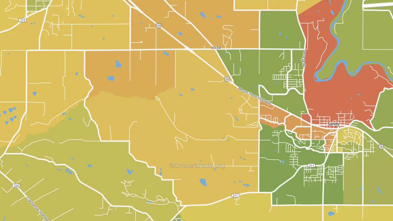 Kelso, OR Map of Drug-Related Crime Rates