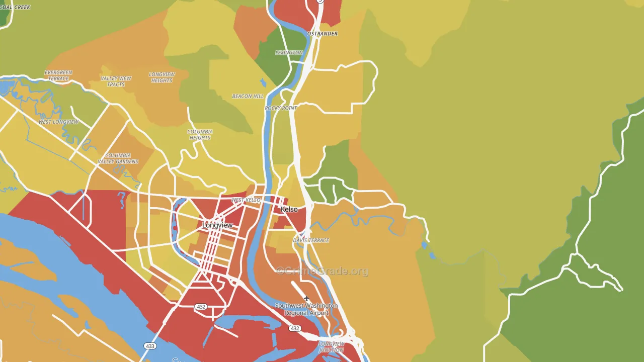 Kelso, WA Map of Drug-Related Crime Rates