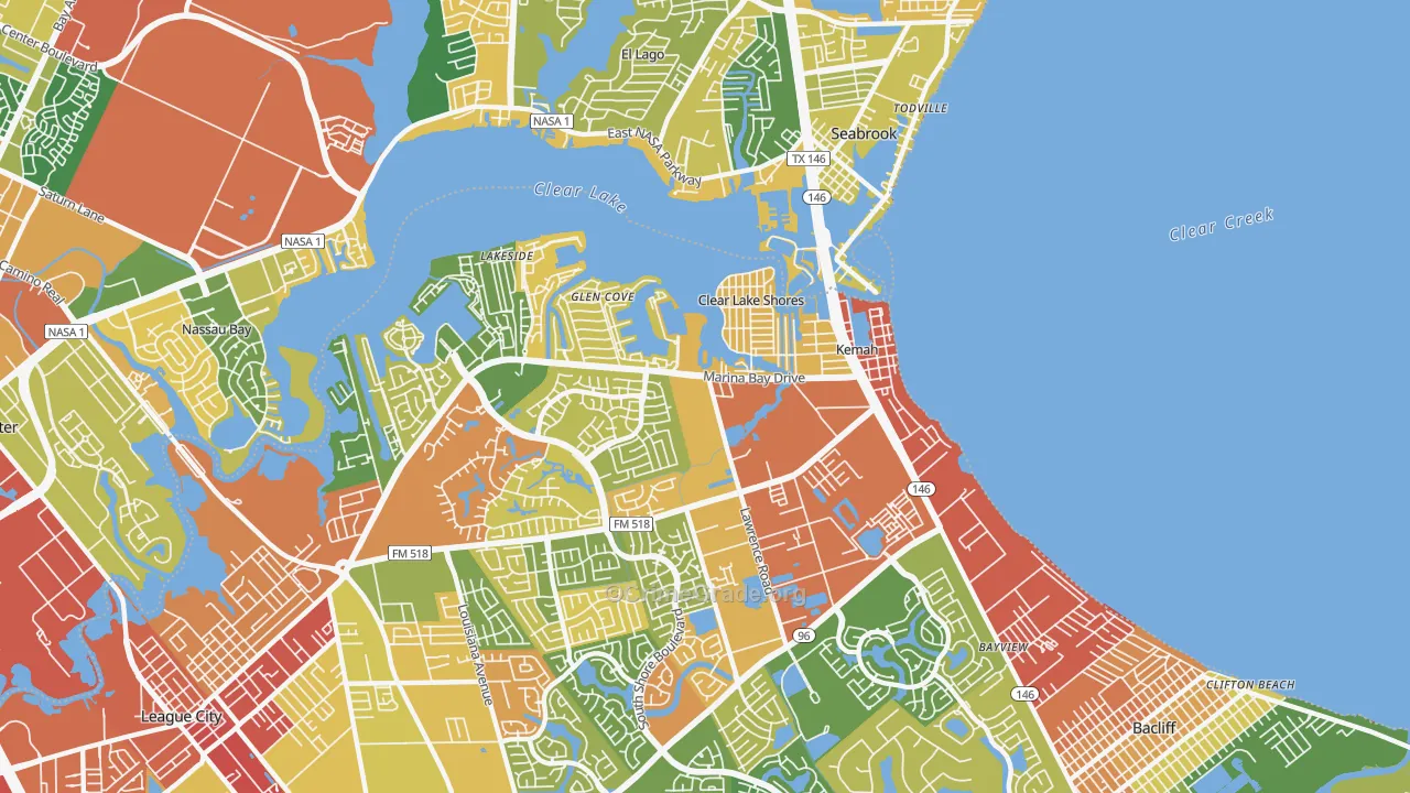 Kemah, TX Map of Drug-Related Crime Rates