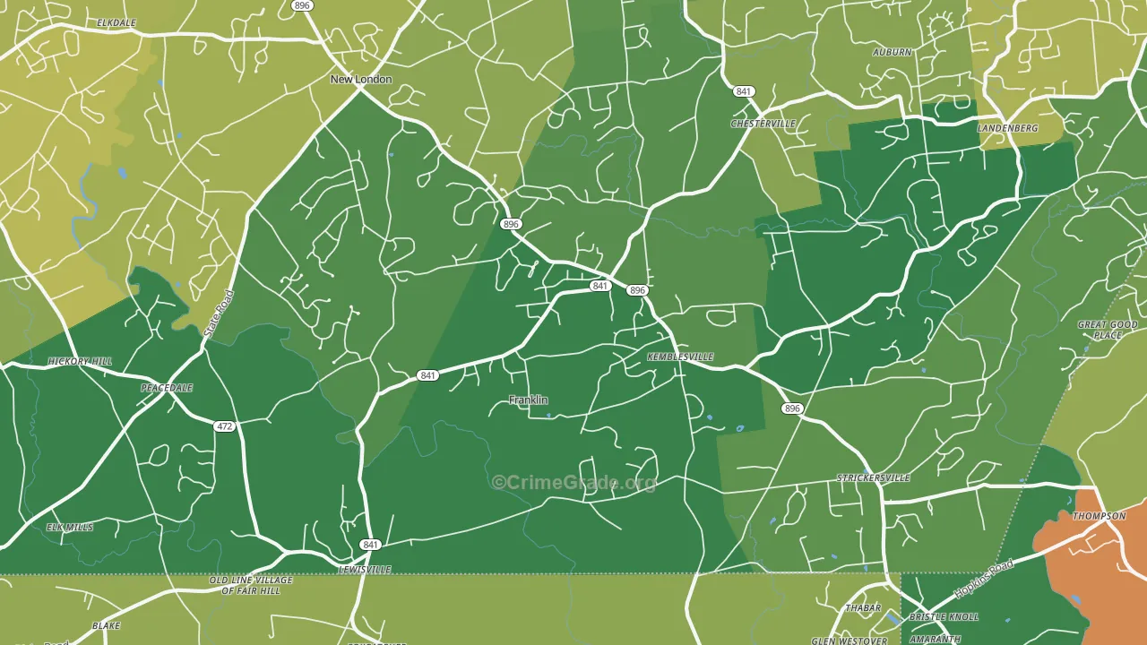 Kemblesville, PA Map of Drug-Related Crime Rates