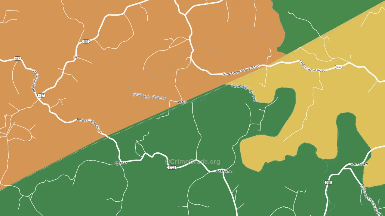 Kemp, KY Map of Drug-Related Crime Rates