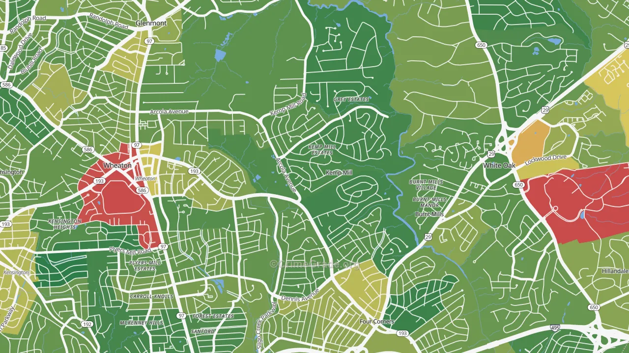 Kemp Mill, MD Map of Drug-Related Crime Rates
