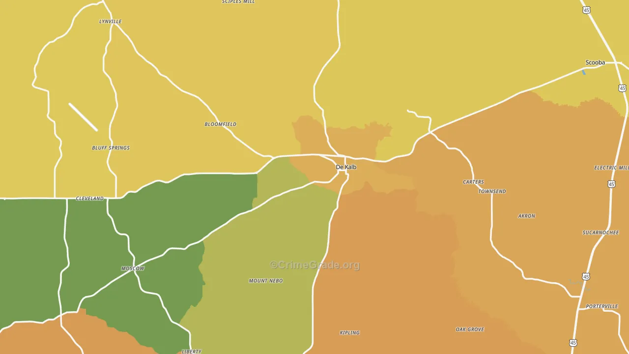 Kemper County, MS Map of Drug-Related Crime Rates