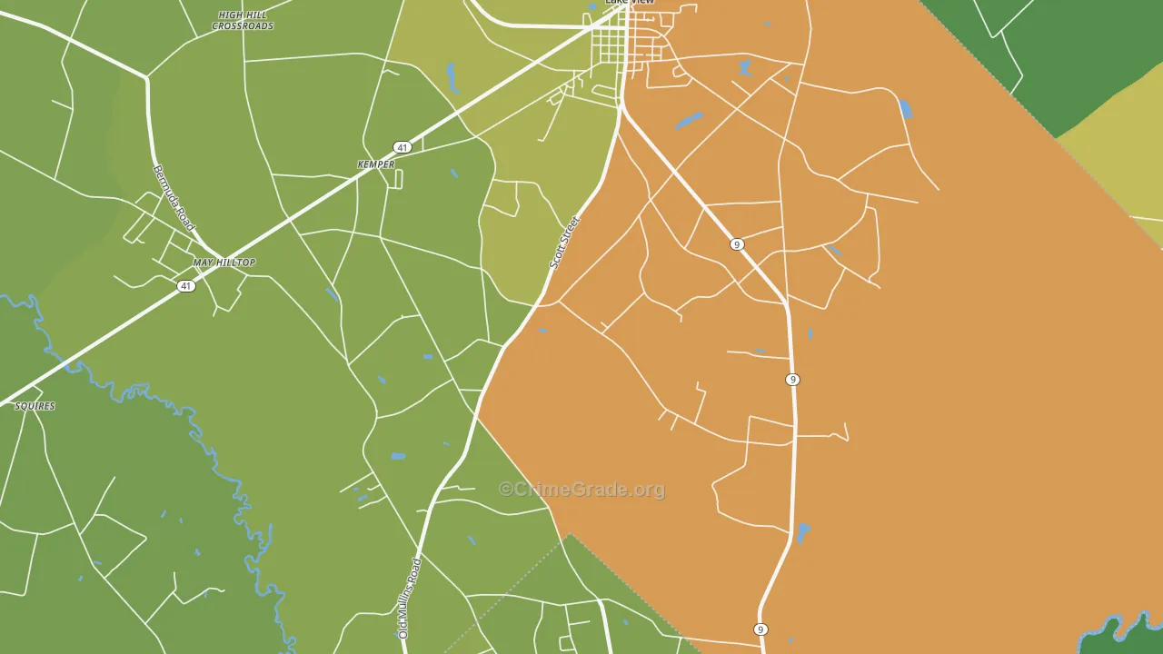 Kemper, SC Map of Drug-Related Crime Rates