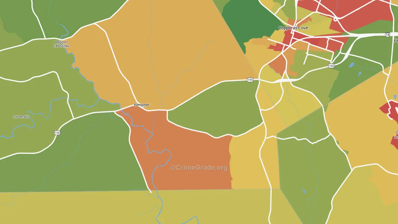 Kempner, TX Map of Drug-Related Crime Rates