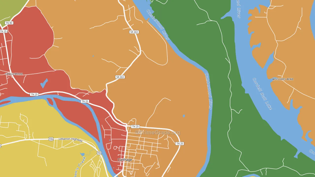 Kempville, TN Map of Drug-Related Crime Rates