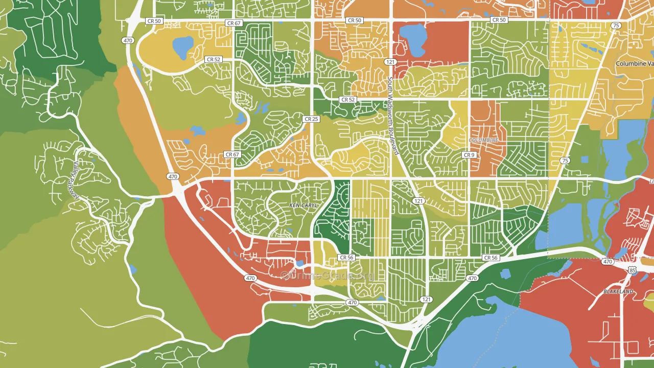 Ken Caryl, CO Map of Drug-Related Crime Rates
